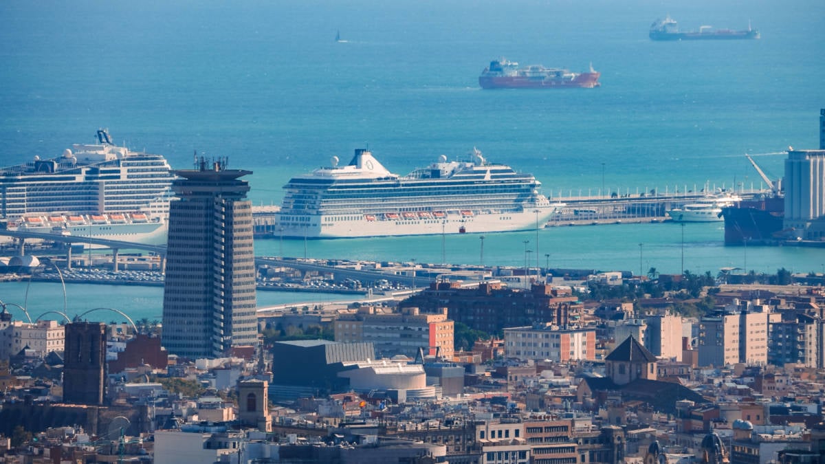 Cruise Ships Docked in Barcelona, Spain