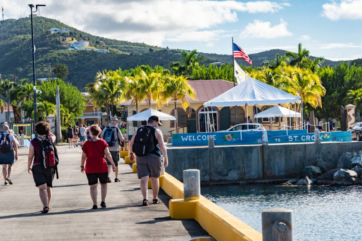 Cruise Passengers on Pier in St. Croix